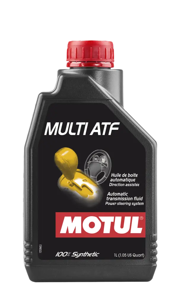 Motul Multi Atf 1L Gear And Transmission 105784 oil bottle, high-performance synthetic motor oil designed for fuel efficiency and engine protection.