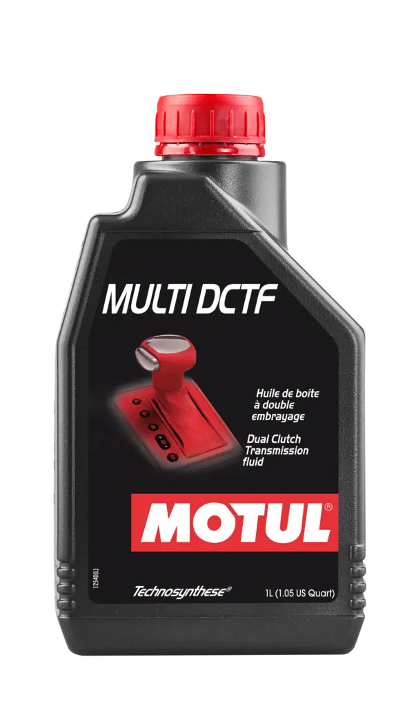 Motul Multi Dctf 1L Gear And Transmission 105786 oil bottle, high-performance synthetic motor oil designed for fuel efficiency and engine protection.