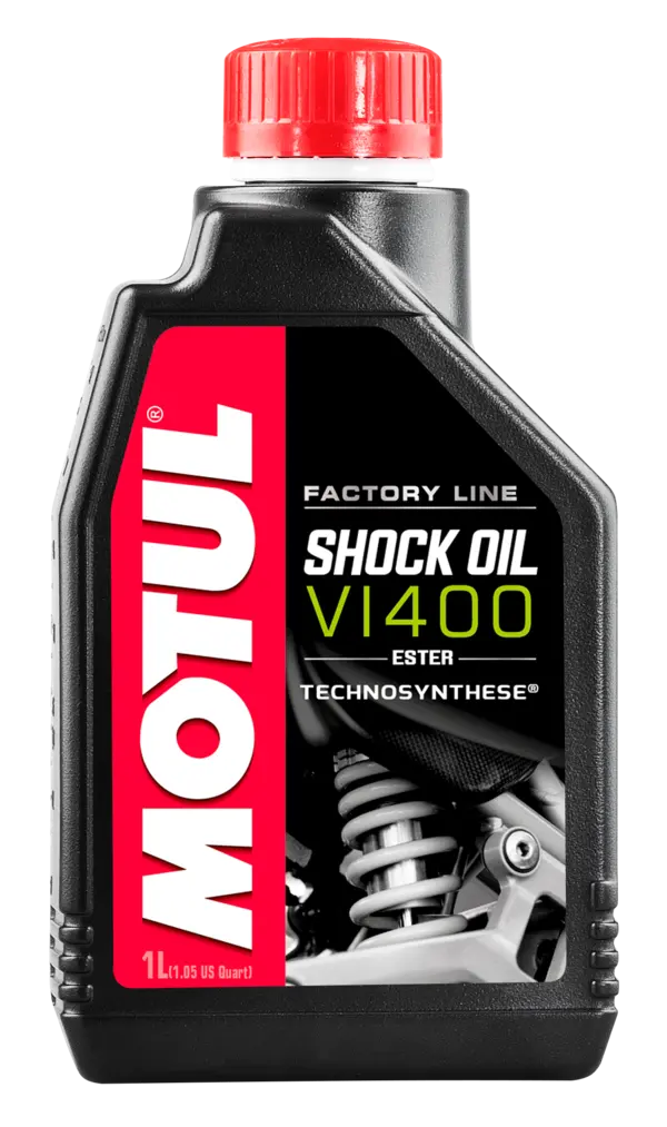 Motul Shock Oil Fl 1L Hydraulic And Shock 105923 oil bottle, high-performance synthetic motor oil designed for fuel efficiency and engine protection.