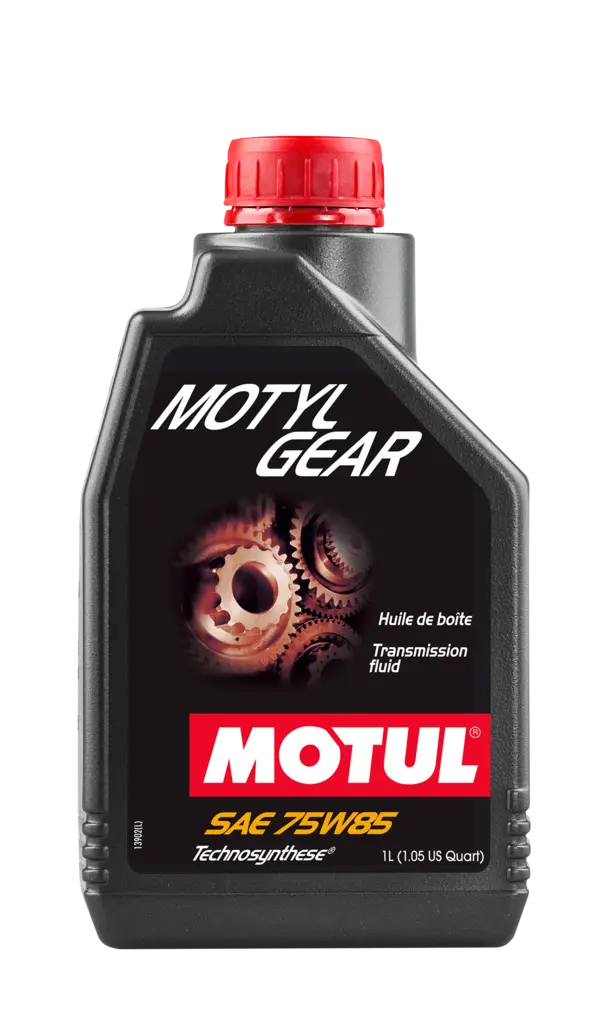 Motul Motylgear 75W85 1L Gear And Transmission 106745 oil bottle, high-performance synthetic motor oil designed for fuel efficiency and engine protection.