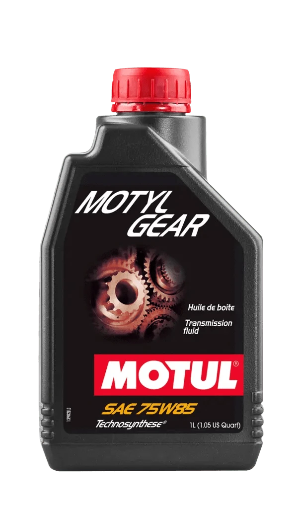 Motul Motylgear 75W85 1L Gear And Transmission 106745 oil bottle, high-performance synthetic motor oil designed for fuel efficiency and engine protection.