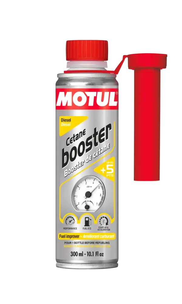 Motul Cetane Booster Diesel 300ml Additive 107816 oil bottle, high-performance synthetic motor oil designed for fuel efficiency and engine protection.