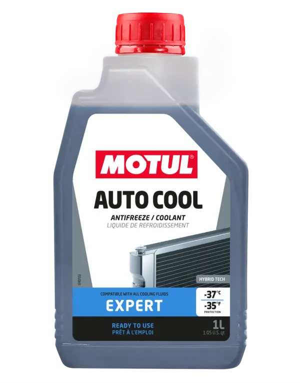 Motul Autocool Expert -37˚C 1L Coolant* 111735 oil bottle, high-performance synthetic motor oil designed for fuel efficiency and engine protection.