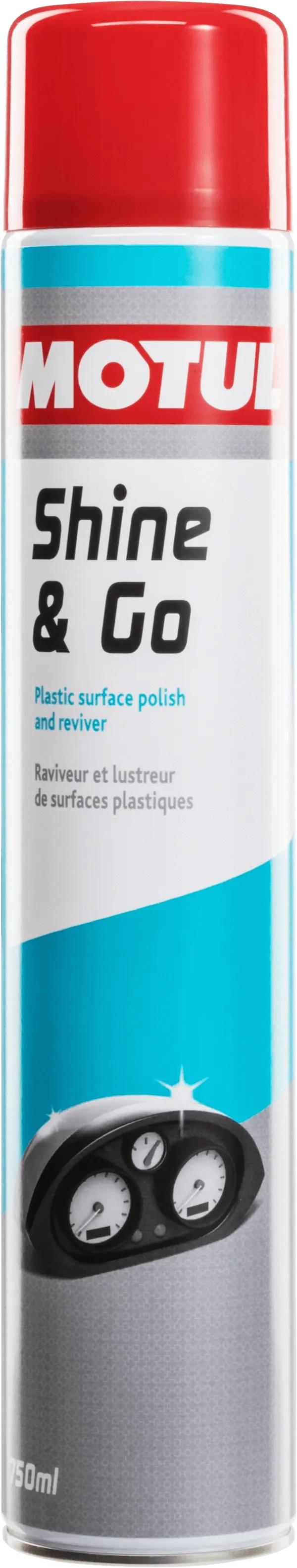 Motul Shine & Go 750ml Workshop 112248 oil bottle, high-performance synthetic motor oil designed for fuel efficiency and engine protection.