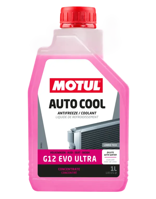 Motul Autocool G12 Evo -37 Ultra 1L Coolant* 112643 oil bottle, high-performance synthetic motor oil designed for fuel efficiency and engine protection.