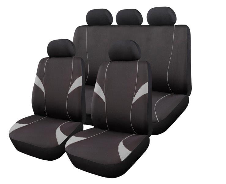Monaco 11-piece car seat cover set black/grey – universal fit SA90