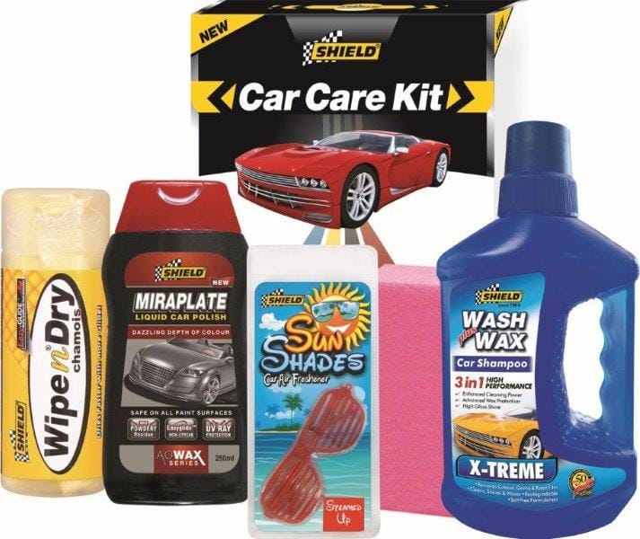 Shield Car Care Kit Wipe 'n Dry Chamois Miraplate 250ml Xtreme Car Shampoo 500ml South Africa SH46
