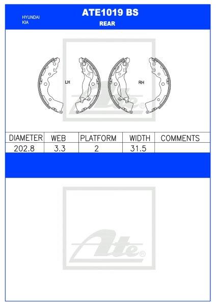Hyundai Accent III / Kia Rio II – Rear Brake Shoes (ATE1019BS)