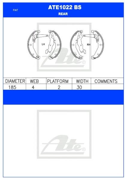 Brake Shoes Fiat Palio 1.6 16v 2004- (ATE1022BS)