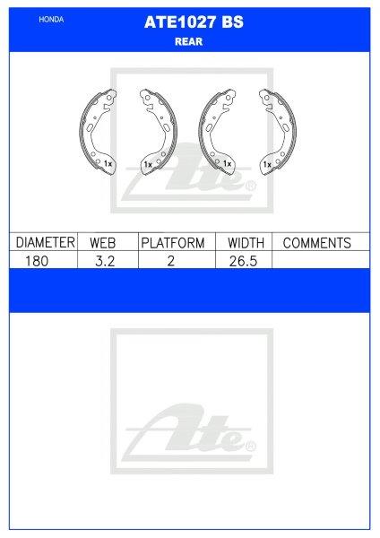 Honda Brio / Jazz II – Rear Brake Shoes (ATE1027BS)