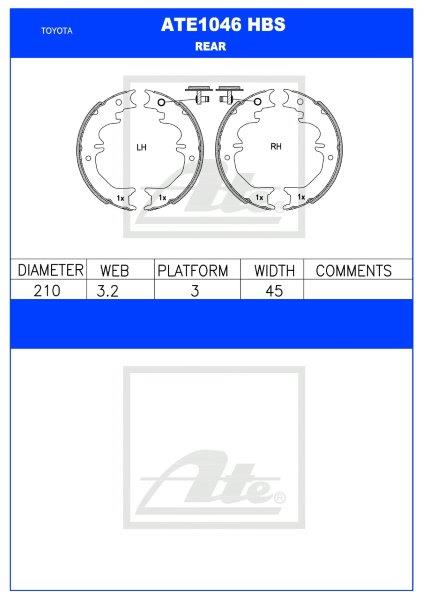 Toyota Fortuner, Prado, Land Cruiser – Rear Brake Shoes (ATE1046HBS)