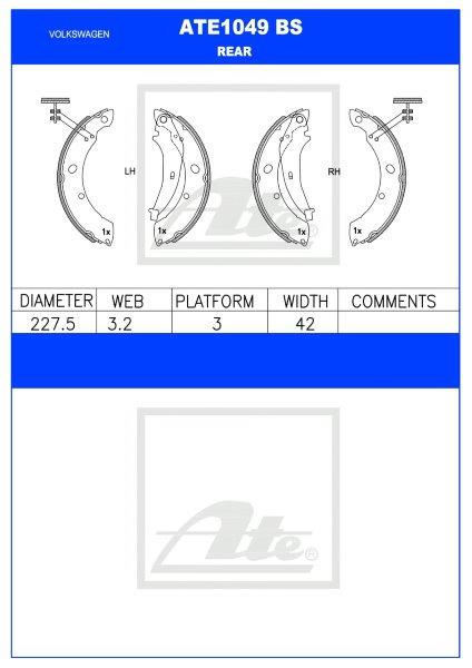 VW Polo / Polo Vivo / Chrysler PT Cruiser Agterremskoene – ATE1049BS