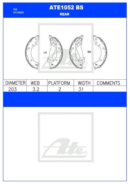 Hyundai i10, i20, Kia Rio, Pegas – Agterremskoene (ATE1052BS)