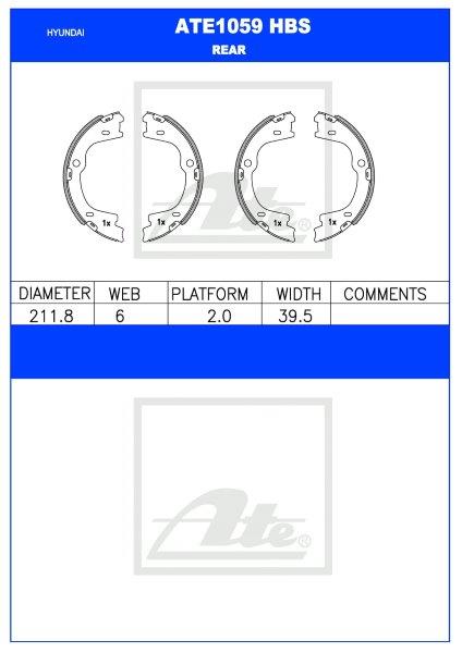 I-Hyundai H-1 2.4i / 2.5 CRDi – I-Rear Brake Shoes (ATE1059HBS)