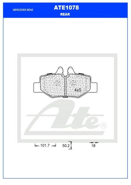 ATE1078 Rear Brake Pads – Fits Mercedes-Benz Vito W639 CDI & Petrol