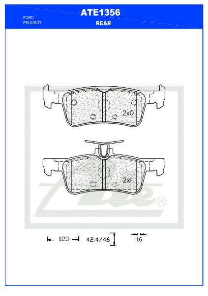 ATE1356 Rear Brake Pads – Fits Ford Fiesta 2018+, Peugeot 308 2013+