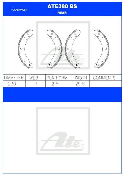VW Beetle Classic – Rear Brake Shoes 1966–1979 (ATE380BS)