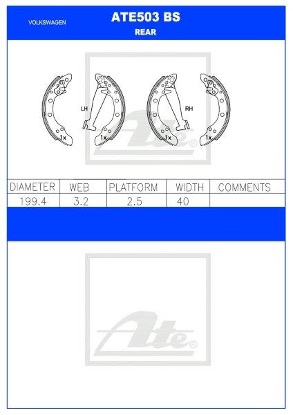 VW Polo, Golf Mk3, Ibiza, Seat – Rear Brake Shoes (ATE503BS)