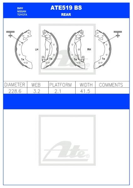 BMW E30/E36/Z3, Toyota Cressida – Rear Brake Shoes (ATE519BS)