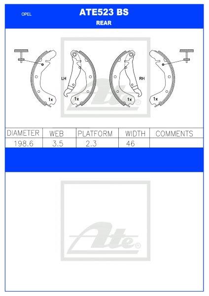 Opel Kadett, Monza, Ascona – Rear Brake Shoes (ATE523BS)