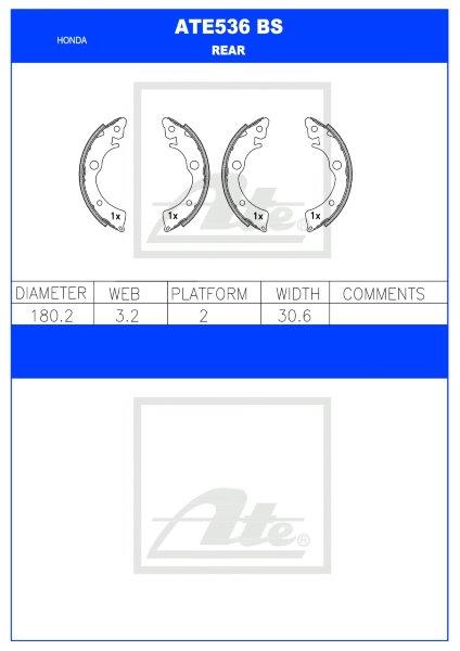 Honda Ballade / Civic / CRX – Rear Brake Shoes (ATE536BS)