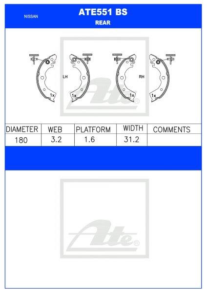 I-Nissan Sentra / i-Saber N14 - Izicathulo ze-Brake zangemuva (ATE551BS)