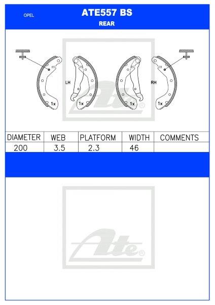 Opel Corsa, Kadett, Astra, Daewoo Lanos, Nubira Rear Brake Shoe – ATE557BS