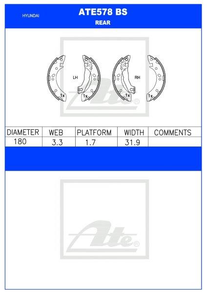 Hyundai Atos, Accent – ​​Agterste Remskoene (ATE578BS)