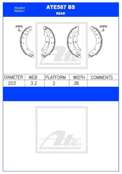 IPeugeot 206, Renault Clio II – Rear Brake Shoes (ATE587BS)
