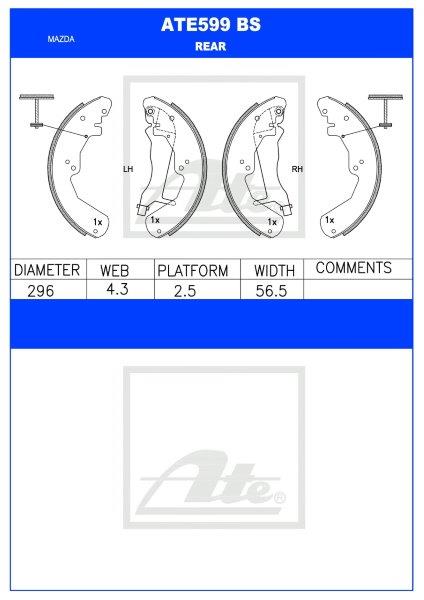 Mazda BT-50 2.5 / 2.6 / 3.0 CDVi – Rear Brake Shoes (ATE599BS)