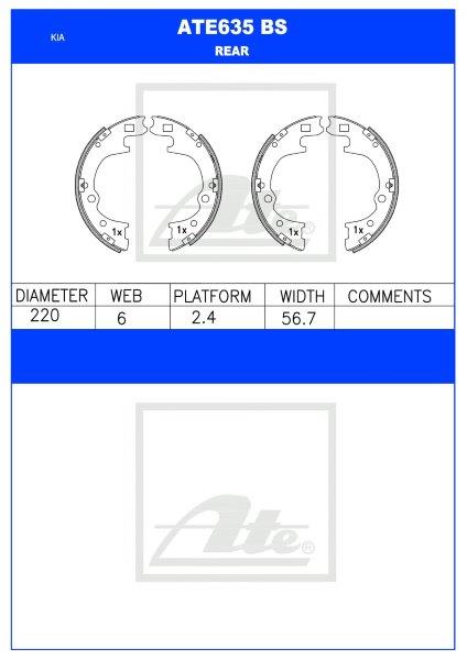 IHyundai H100 / Kia K2500 / Mazda Marathon – Rear Brake Shoes (ATE635BS)