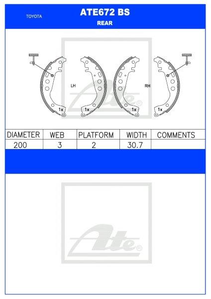 IToyota Corolla / Yaris / RunX Rear Brake Shoe – ATE672BS