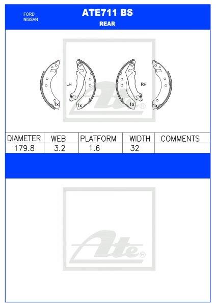 Ford Escort III / Nissan Sentra / Renault 11 – Agterremskoene (ATE711BS)