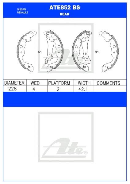 Nissan NP200 / Renault Clio / Duster Rear Brake Shoe – ATE852BS