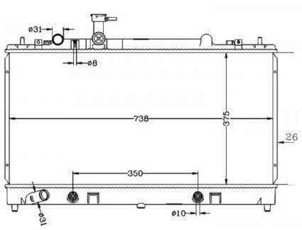 Radiator vir Mazda 6 2.0 / 2.3 [GG] – FPD / LFF7 / L3-VE – Handmatig – Lugversorgingstoerusting – 2003–2008
