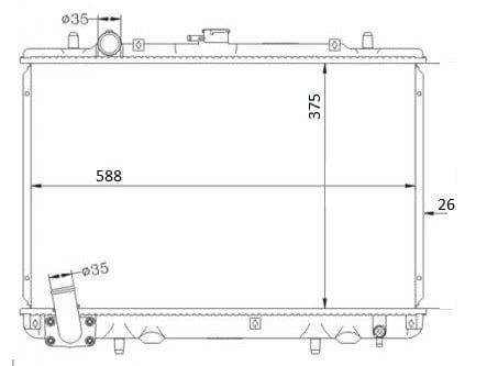 I-Radiator ye-Mitsubishi Colt 3.0 V6 ClubCab 4x2 / 4x4 – 6G72 SOHC – Manual – A/C Ihlonyisiwe – 1998–2009
