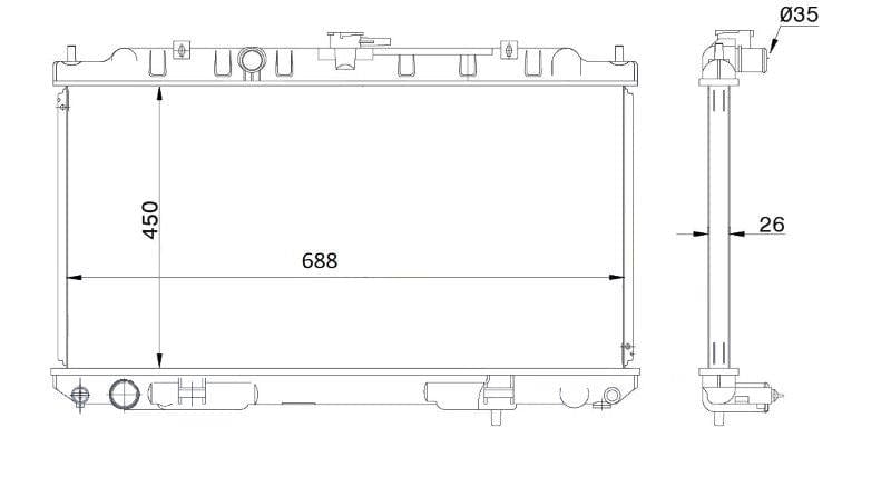 Radiator for Nissan X-Trail 2.0 / 2.5 – QR20DE / QR25DE – Manual – 2001–2008