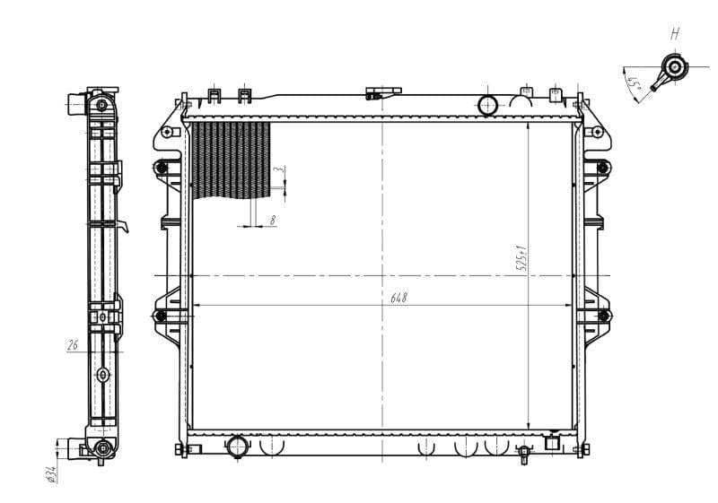 I-Radiator ye-Toyota Fortuner &amp; Hilux 4.0 V6 – 1GR-FE – Manual – A/C Ihlonyisiwe – 2005–2016