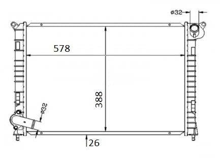 IRadiator yeMini Cooper I [R53] 1.6 – W10B16A – Manual – A/C Ihlonyisiwe – Angled Water Pipe – 2002–2006