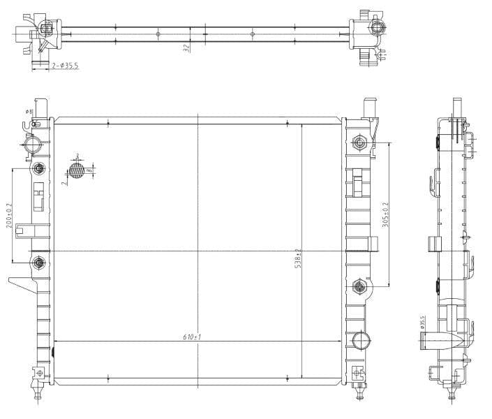 Radiator vir Mercedes ML320 / ML350 / ML430 / ML500 [W163] – M112 / M113 – Outomaties – 1998–2005