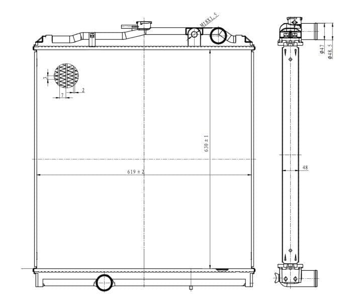 Radiator vir FUSO FM14-213 – 6D16-2AT7 – Handmatig – Swaargewig – 2006–hede