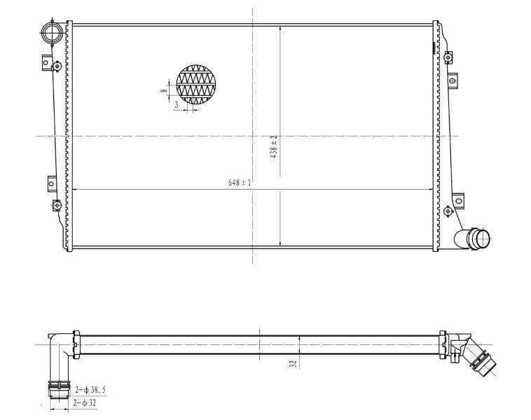 I-Radiator ye-VW Golf 5 &amp; Caddy 1.9 TDI – BKC, BXE, BJB, BLS – Manual/Auto – A/C Equipped – 2004–2010
