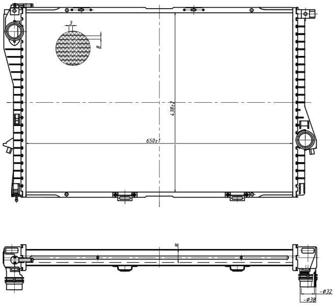Radiator vir BMW 5 Reeks [E39] 523i / 528i / 530i / 540i – M52 / M54 / M62 – Handmatig – 1995–2004