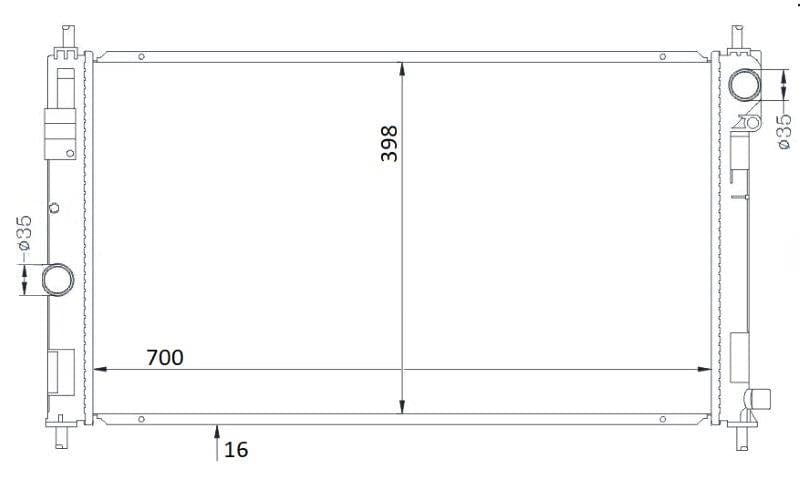 Radiator vir Dodge Caliber / Jeep Compass / Patriot – 1.8 / 2.0 / 2.4 – Handmatig / Outomaties – 2006–2012