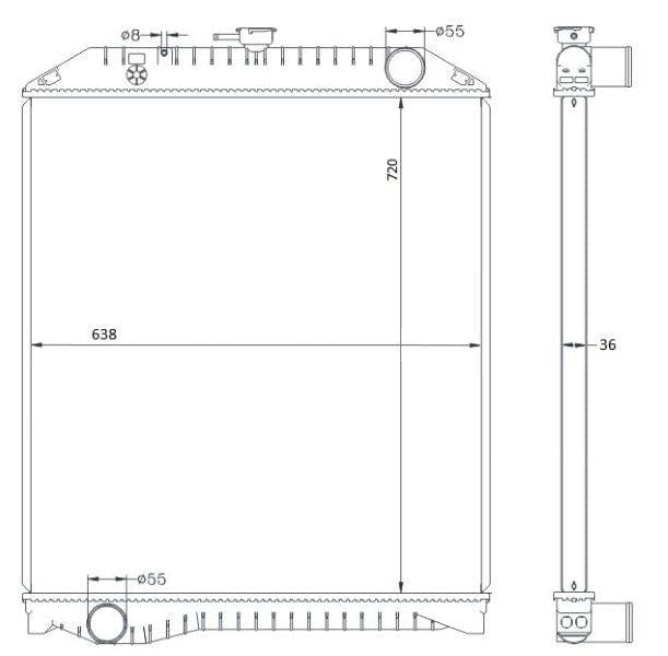 Radiator vir Hino 13–33 Reeks – JO8C / JO8CTT / JO8CTi – Handmatig – Swaargewig – 2000–2011