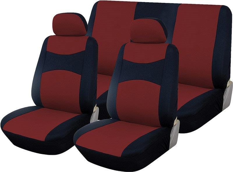 Promo 6-piece car seat cover set black/burgundy – universal fit SA159
