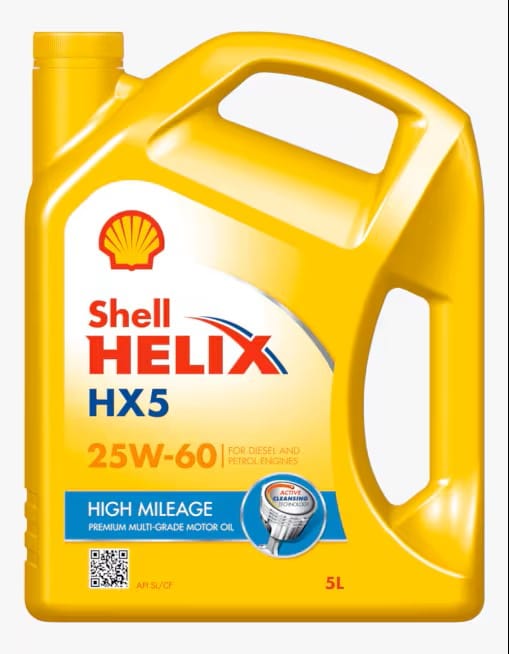 Shell Helix HX5 High Milage 25W-60 API SL CF 5L Engine Oil South Africa 550040629