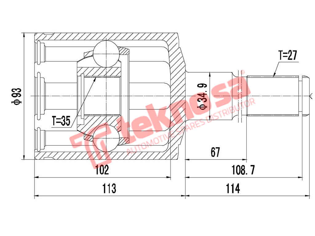 Inner Cv Joint Jeep Cherokee Front Left 2.4,3.7,2.5CRD,2.8CRD (JE4001)