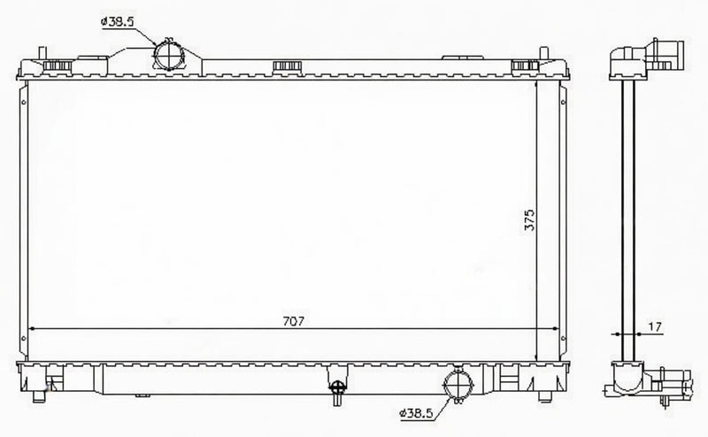 Aluminium Radiator angled view for Lexus Is350 2GR-FSE - MAP-100588