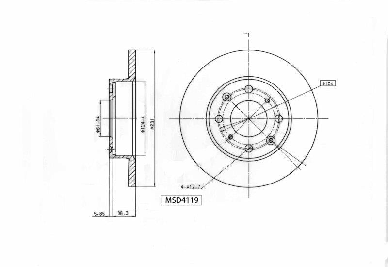 Brake Disc Solid Honda Ballade 1/2 Civic 3 (MSD4119)